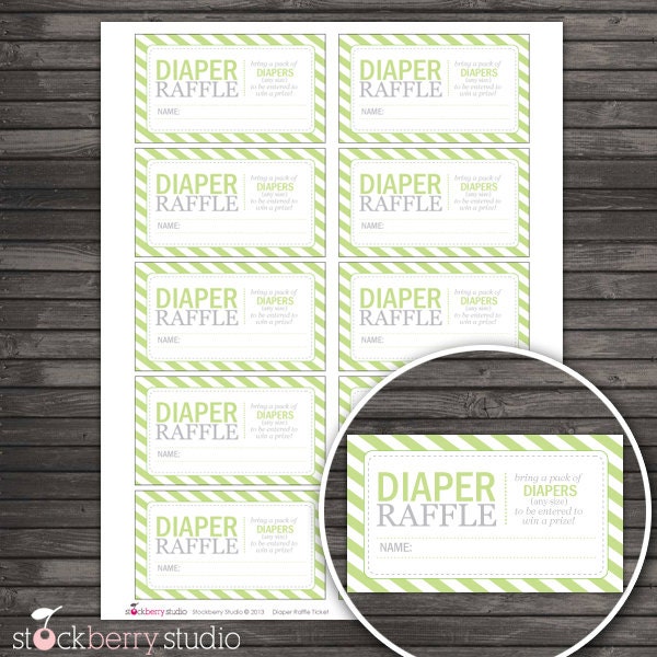 Light Green Baby Shower Diaper Raffle Tickets - Instant Download Il_170x135