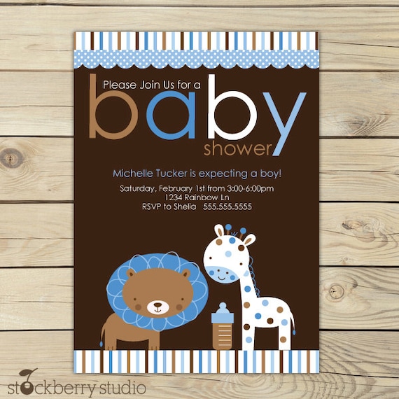 Baby Safari Animals Custom Printable Invitation Il_570xn