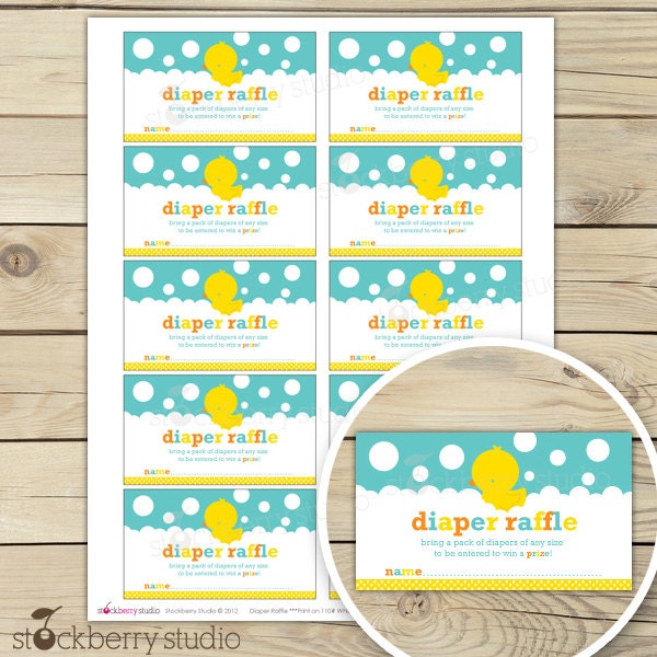 Rubber Ducky Baby Shower Diaper Raffle Tickets - Instant Download Il_570xn