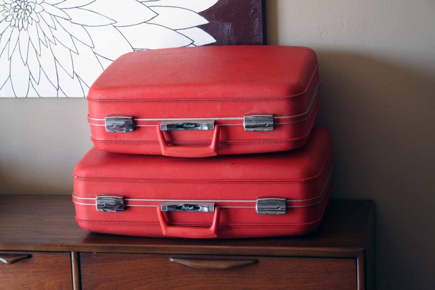 One Hard Shell Suitcase - Pinkish Salmon Color - Oshkosh Luggage - Made in Wisconsin