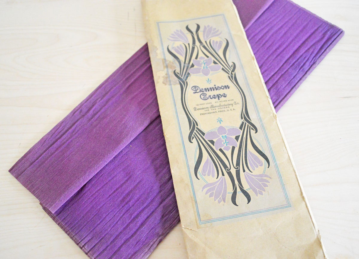 Vintage Purple Crepe Paper Sheets Party Decoration Craft Party Supply Made in USA Dennison Crepe