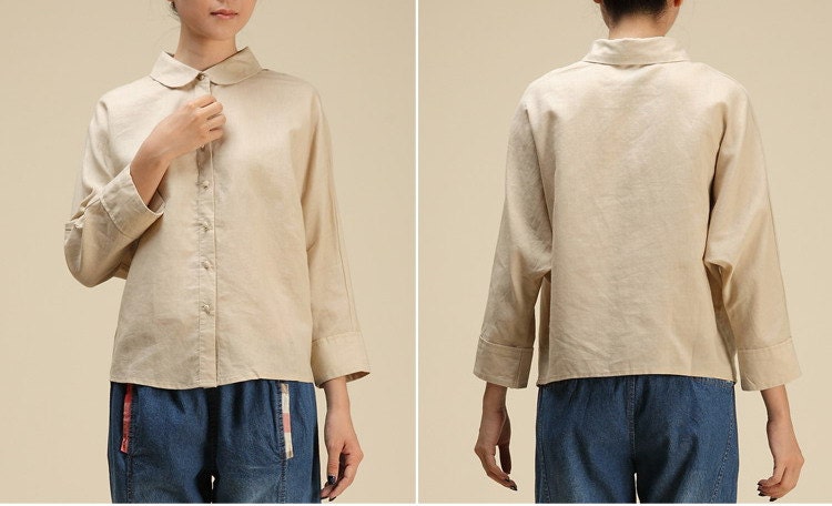 Fall comes/women/clothing/Chinese/plus size/petite/linen/cotton/shirt/7 colors/cutom made