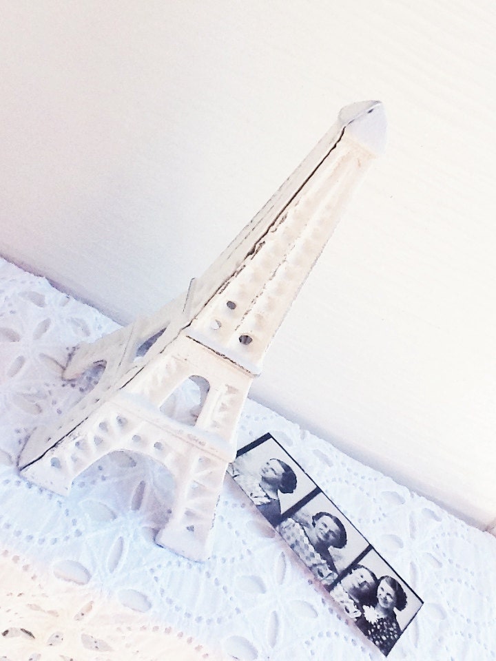 Eiffel Tower -WHITE Cast Iron-French Decor-Shabby Chic-Home Decor-Romantic-Distressed-Vintage Style- Eiffel Tower Wedding Favors-Modern