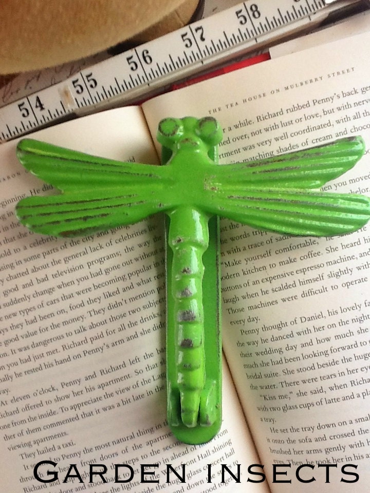 Dragonfly Door Knocker-In Pea Green--Front Door -Garden Decor-Distressed -Shed-Insects-Spring Home Decor-Bright Bold Colors-Woodland
