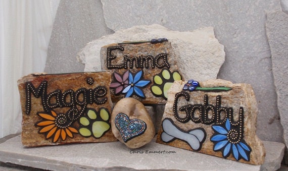 Larger Pet Memorial Garden Stones - Mosaic Custom Order