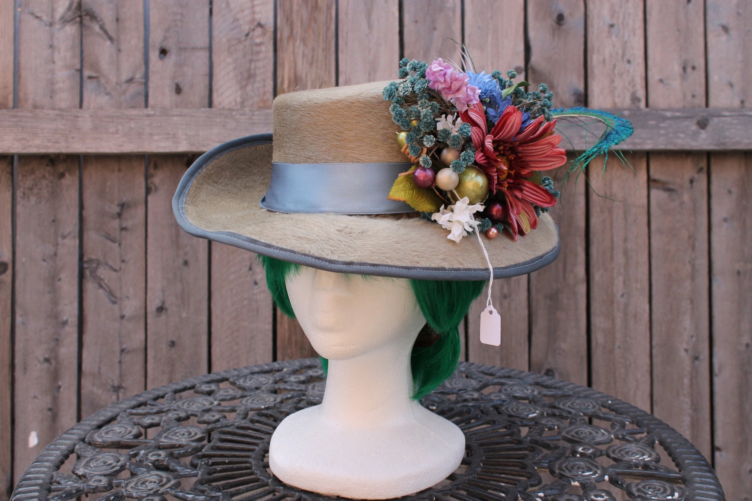 Summer in winter long fur ladies slouch brim top hat