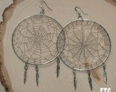 CLEARANCE Silver Dreamcatcher Feather Earrings