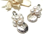 Cluster Earrings Freshwater Pearls Sterling Silver Wedding Jewelry Winter Fashion Accessory Black Tie Affair Collection