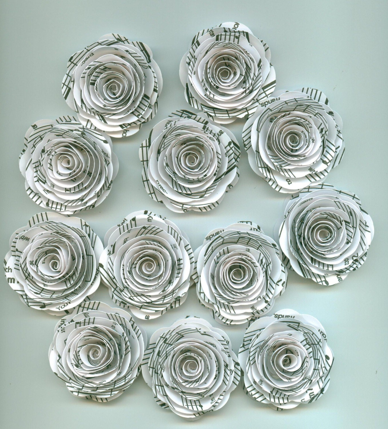 White Music Sheet Handmade Large Rose Paper Flowers