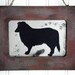 Collie Dog Antiqued Mirror in Rustic Red Frame