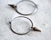 Medium Hoop Earrings, Brass Pendulum Gunmetal Oxidized Sterling Silver Hoops Boho Women's Jewelry - TheSlyFox Medium Hoop Earrings, Brass Pendulum Gunmetal Oxidized Sterling Silver Hoops Boho Women's Jewelry - TheSlyFox