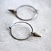 Medium Hoop Earrings, Brass Pendulum Gunmetal Oxidized Sterling Silver Hoops Boho Women's Jewelry