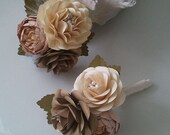 Handmade Paper Flowers - Corsage and Boutonniere Set - Champagne - Customized Colors - Made To Order Il_170x135