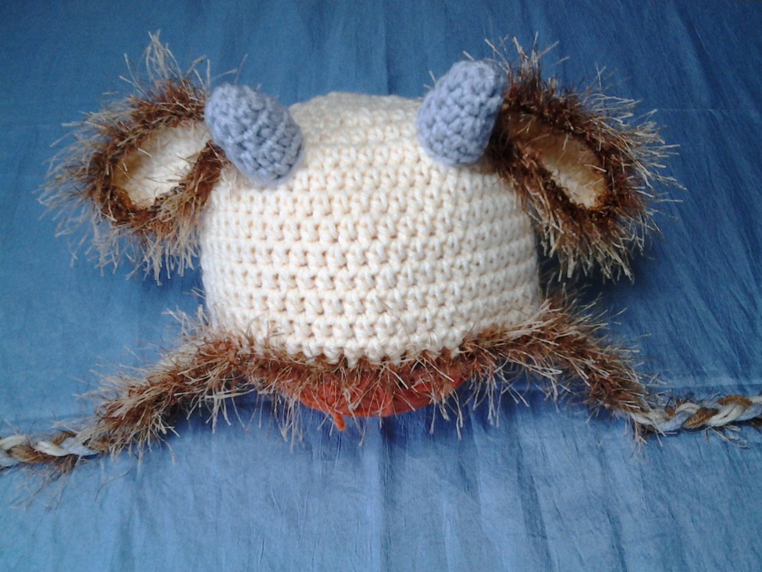 Crochet Goat Hat Cream and Brown with Grey Horns for Toddlers Ready to Ship