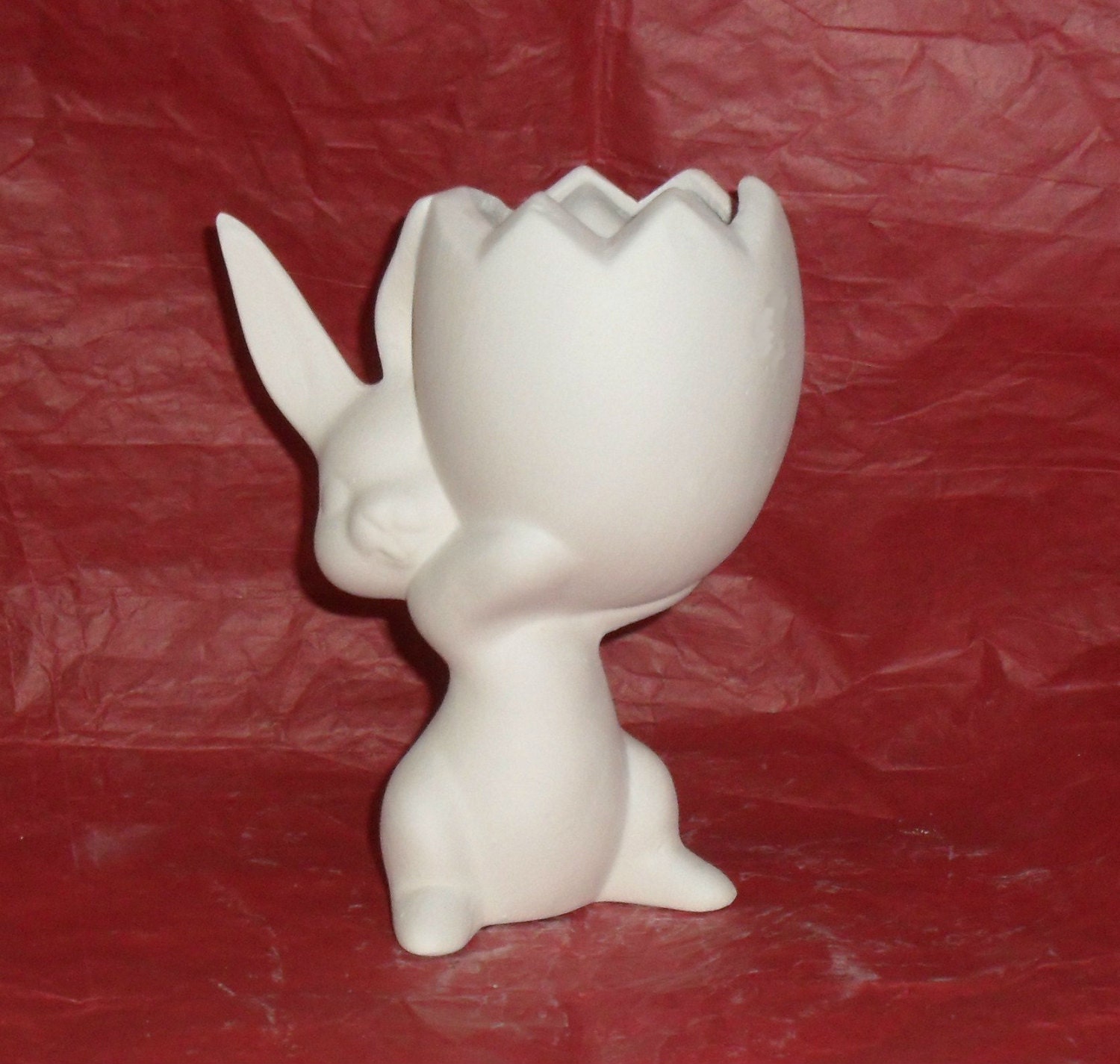 Ceramic Bunny Holding a Hallow Egg . Do It Yourself Ceramic Bisque. Made to Order.