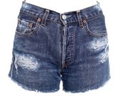 DETROIT distressed high waisted dark vintage levi cut offs shorts tumblr