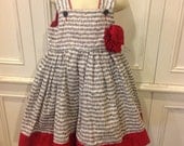 Music Note Sheet Music Boutique Dress Black White Red Recital Size 5 6 NEW
