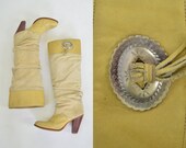 southwestern SLOUCHY concho fringe DINGO bohemian COWGIRL boots, size 6m 36 4