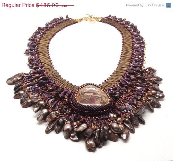 On Sale Statement Necklace, Bronze and Purple, Nubian Princess