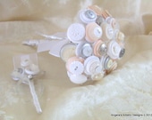 Cream and Silver Button Bouquet set, Alternative, Non traditional