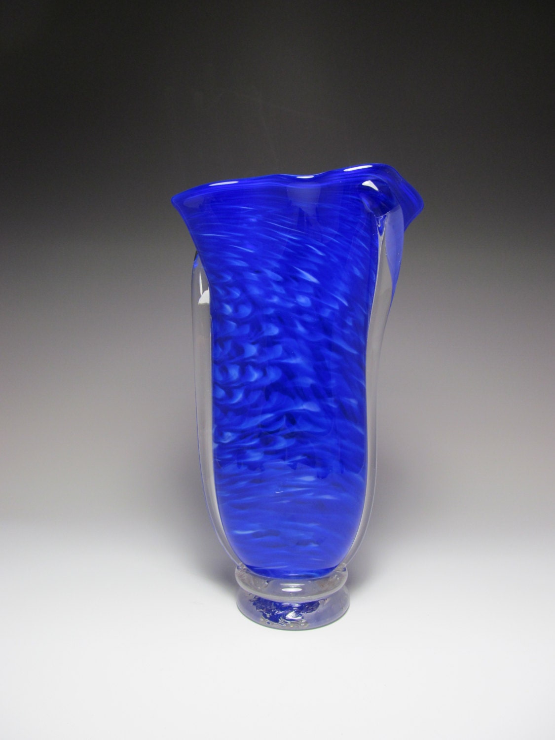 Blown Glass Greenish Blue- Blown Glass Vase - Handmade Glass Vase