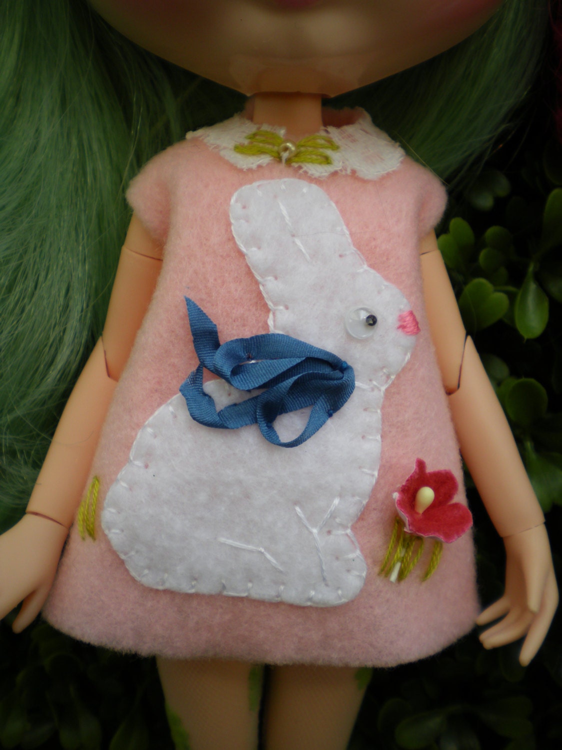 Chocolate Bunnies dress for Blythe Doll White chocolate on Pink