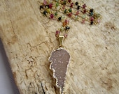 Druzy Necklace Drusy Quartz Angel Wing Tourmaline Gemstone Chain Gold Vermeil