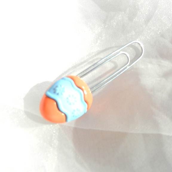 Orange Blue Easter Egg Paperclip Bookmark