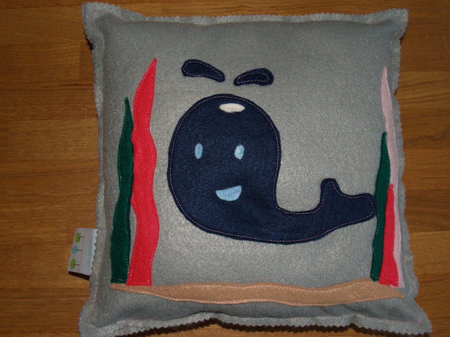 Hand made Funky Felt Pillow by Mezoome Designs (Whal-e)