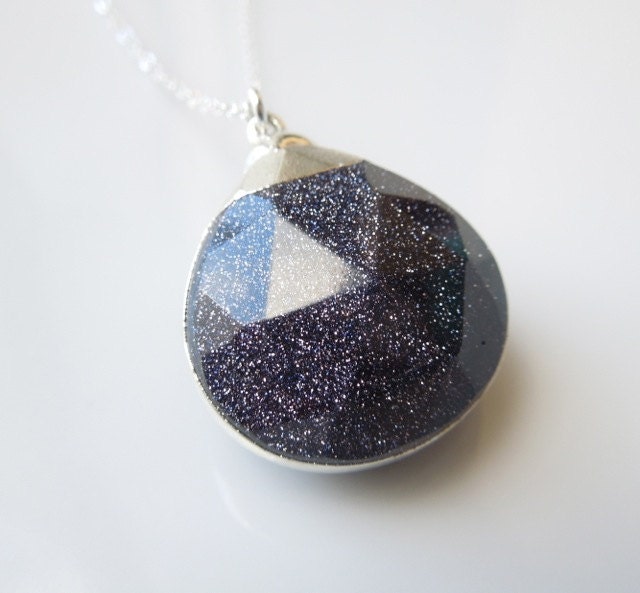 Galaxy Goldstone Necklace in Silver : Sparkly Jewelry