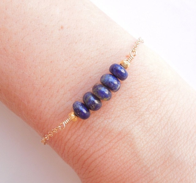 Lapis Lazuli Bracelet, Navy Midnight Blue