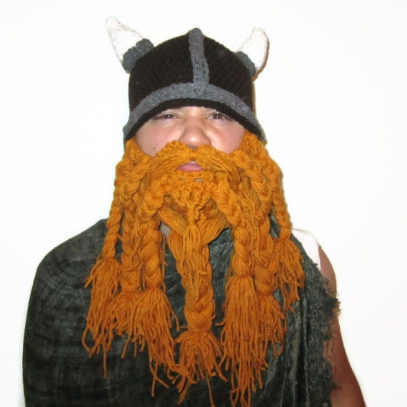Viking Hat - Removable Crochet Beard