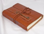 Light Brown Leather Journal with Heart Key Bookmark