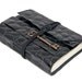 Embossed Black Leather Journal with Heart Key Bookmark
