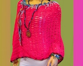 Women's Ponchos, Funky Handmade Ponchos, Boho Poncho, Handmade Poncho, Crochet 100% Cotton
