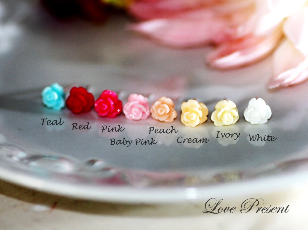 Cutie Sweet Teeny Tiny Rose Cartilage Stud Earrings Post - Small. Little. Mini. Petite Earrings - Choose your color