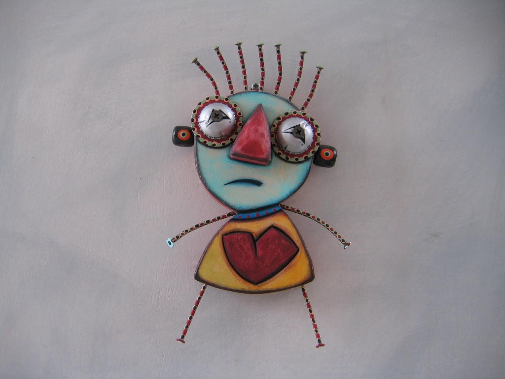 Little Valentine 3, Original Found Object Sculpture, Wood Carving, Wall Art, by Fig Jam Studio