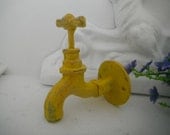 bathroom hook yellow tap hook rustic outdoor garden hook indoor distressed fun shabby chic retro inspired tap
