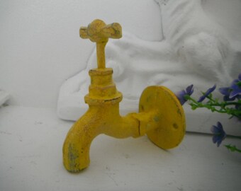 bathroom hook yellow tap hook rustic outdoor garden hook indoor distressed fun shabby chic retro inspired tap
