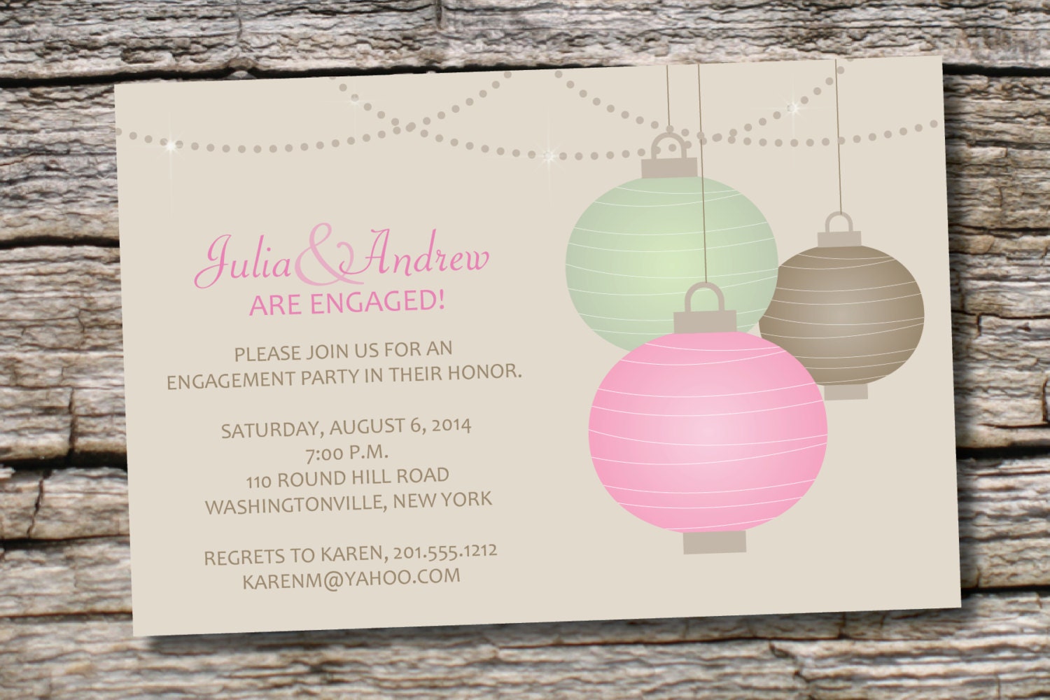 HANGING PAPER LANTERNS Engagment Party/Bridal Shower Invitation - You Print