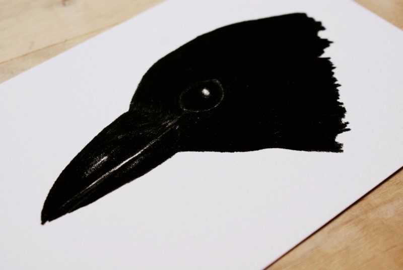Crow 5x7 Print of Pencil Drawing Natural History Bird