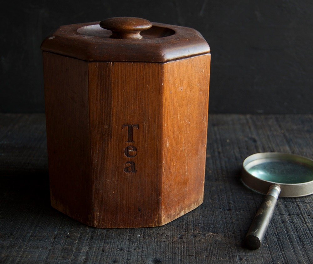 Vintage Wooden Storage Tea Jar