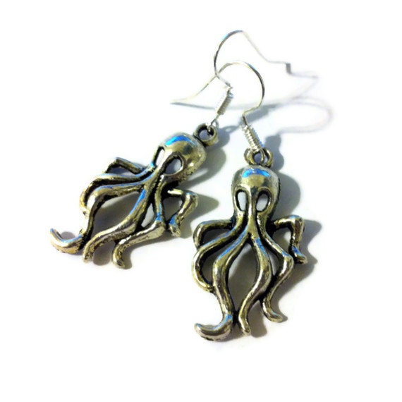 Silver Octopus Earrings