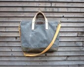 Waxed canvas bag/ carry all with  leather handles and double waxed canvas bottem COLLECTION UNISEX