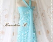 Princess Jasmine - Gorgeous Party Cocktail Wedding Bridesmaid Night Dress Light Blue Color Halter Style Jasmine Collection Indian Lace Dress