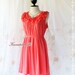A Party III - Dress - Sweet Party Wedding Bridesmaid Cocktail Dinner Dress Coral Salmon Color Heart Ruffle Around Neck XS-M