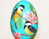 Birds on a blossoming tree 3. Goose egg. Pysanka.
