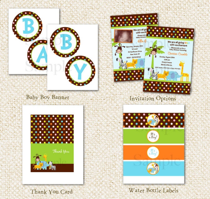 Safari Jungle Baby Shower - DIY Printable Personalized Birthday Party Package Party Pack