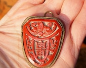 Chinese cinnabar converted dress clip pendant