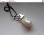 Spring Savings Sale Huge Rare Tahitian flameball pearl with PMC Sterling silver heart necklace.